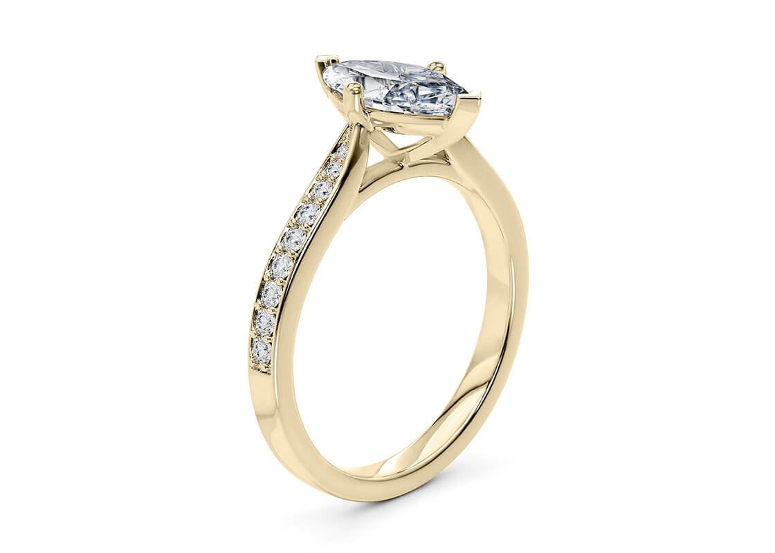 Victoria Diamond Band Yellow Gold 18k Marquise Engagement Ring
