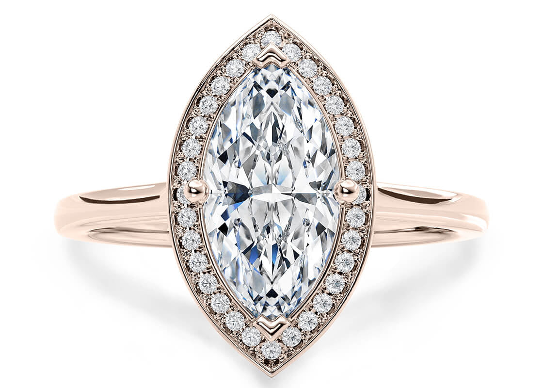 Minerva Halo Rose Gold 18k Marquise Engagement Ring