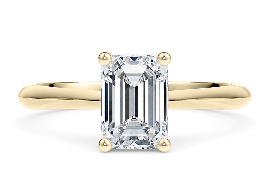 Iris Solitaire Yellow Gold 18k Emerald Engagement Ring