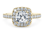 Medici Halo Yellow Gold 18k Cushion Engagement Ring