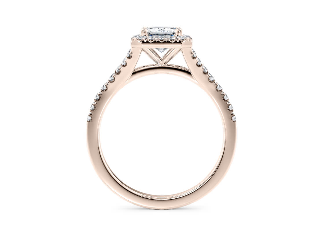 Battersea Halo Rose Gold 18k Emerald Engagement Ring