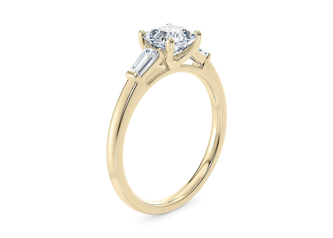 Alexandria Trilogy Yellow Gold 18k Asscher Engagement Ring