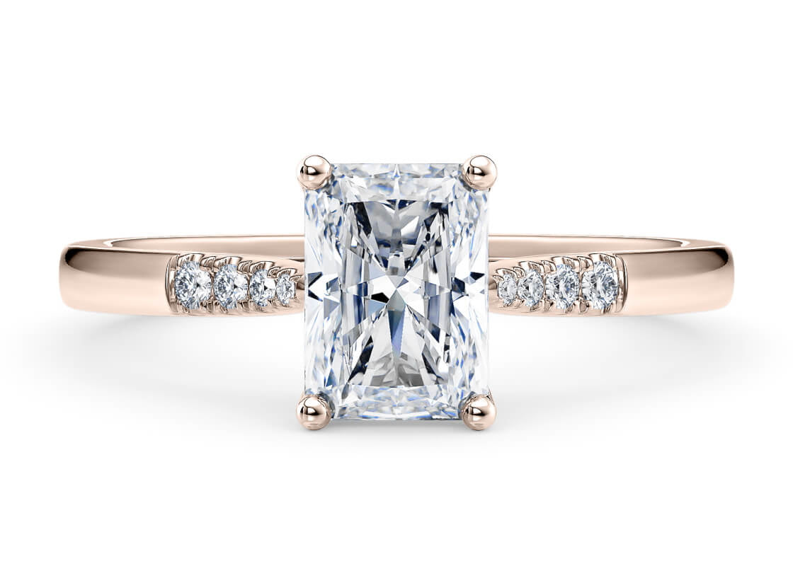 Thea Diamond Band Rose Gold 18k Radiant Engagement Ring