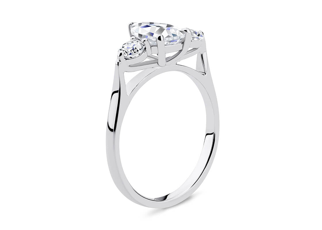Roma Trilogy Platinum Pear Engagement Ring