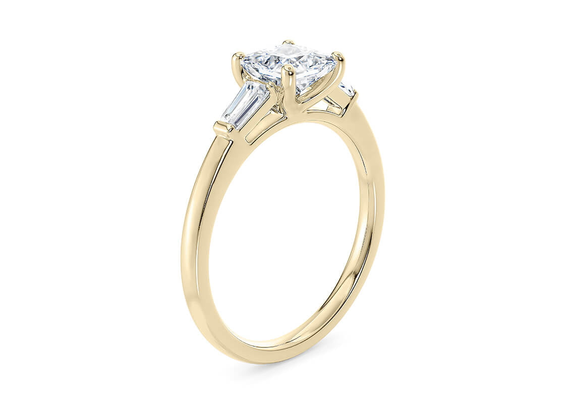 Alexandria Trilogy Yellow Gold 18k Princess Engagement Ring