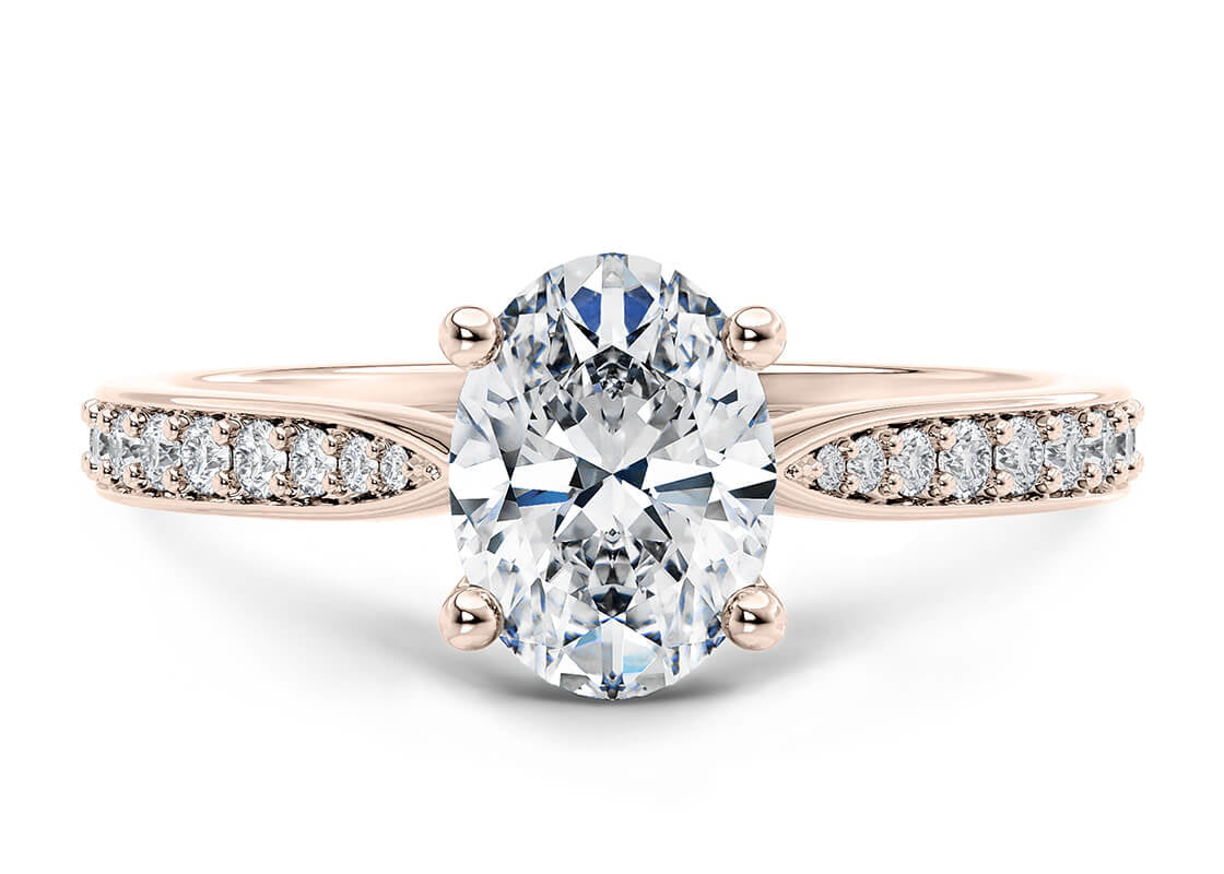 Victoria Diamond Band Rose Gold 18k Oval Engagement Ring