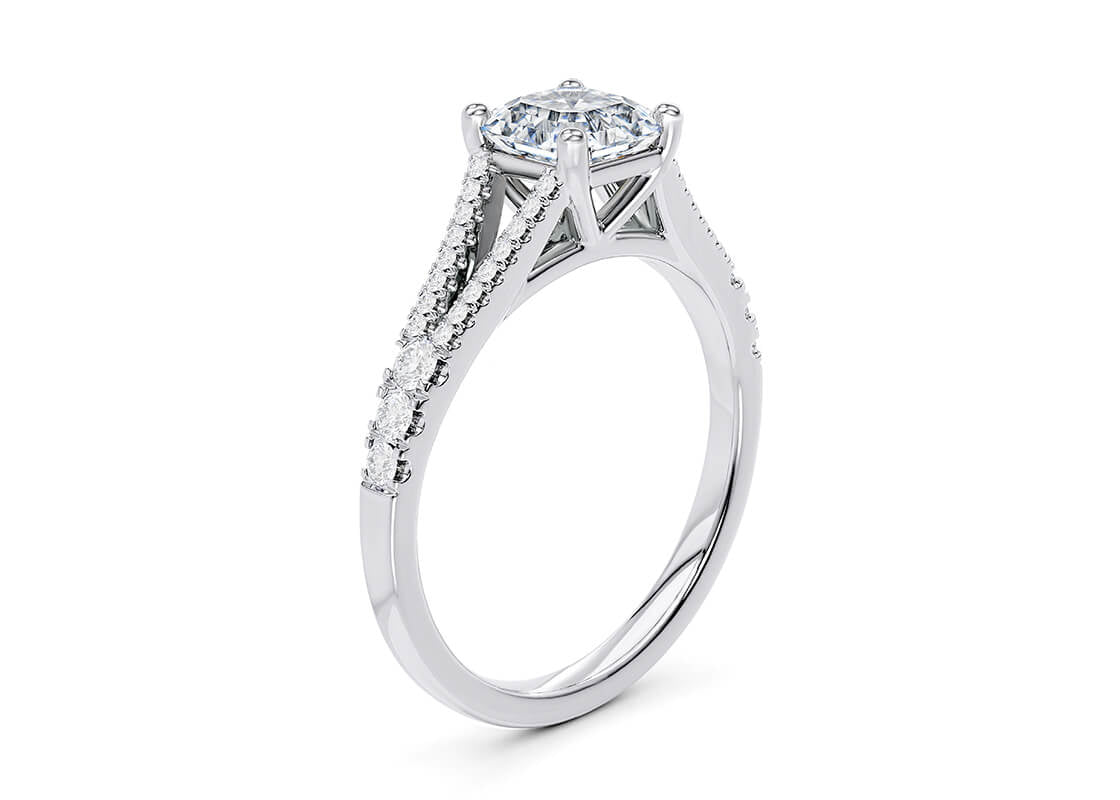 Oxford Diamond Band Platinum Asscher Engagement Ring