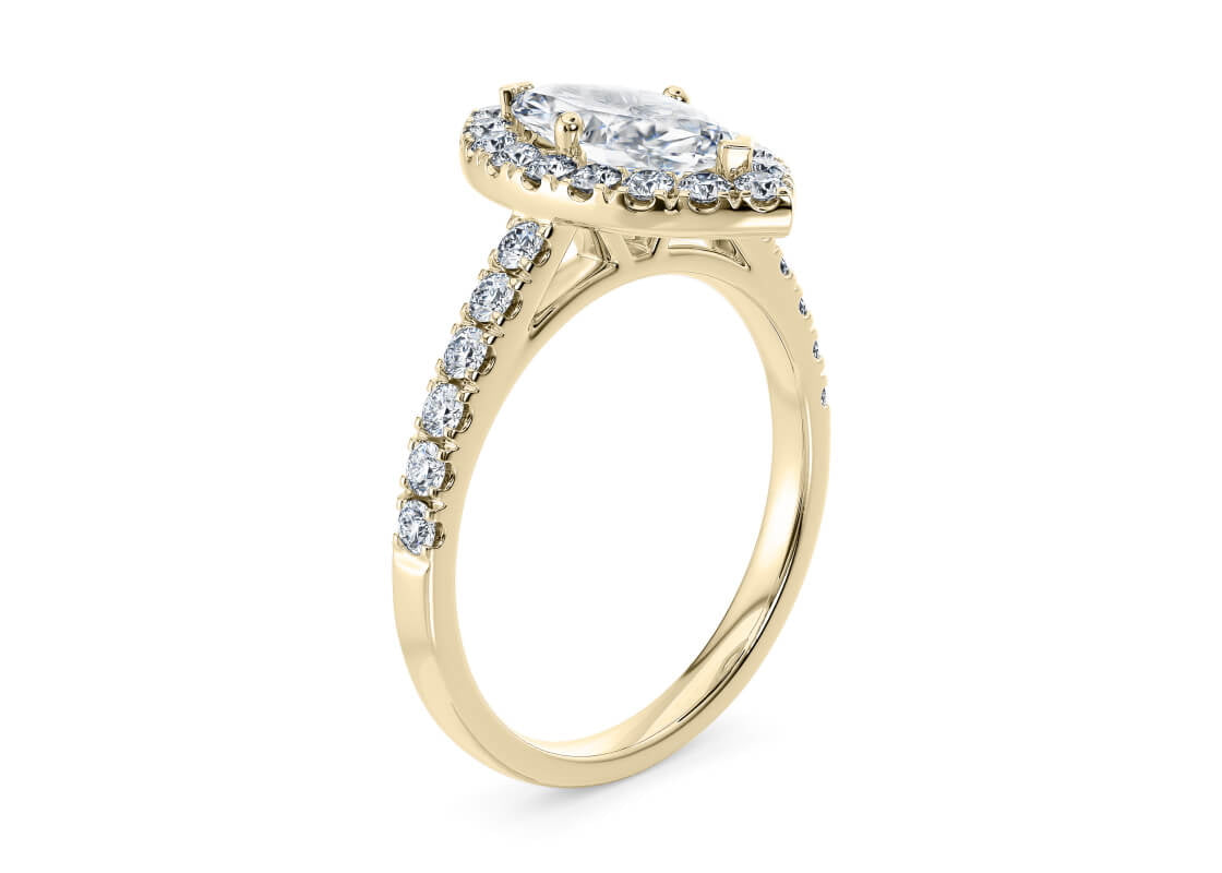 Medici Halo Yellow Gold 18k Marquise Engagement Ring
