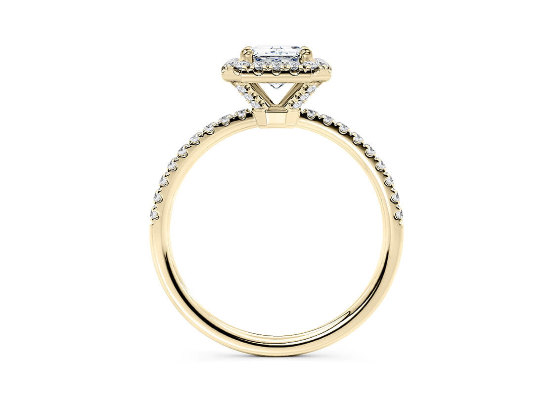 Isabella Halo Yellow Gold 18k Emerald Engagement Ring