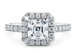 Medici Halo Platinum Asscher Engagement Ring