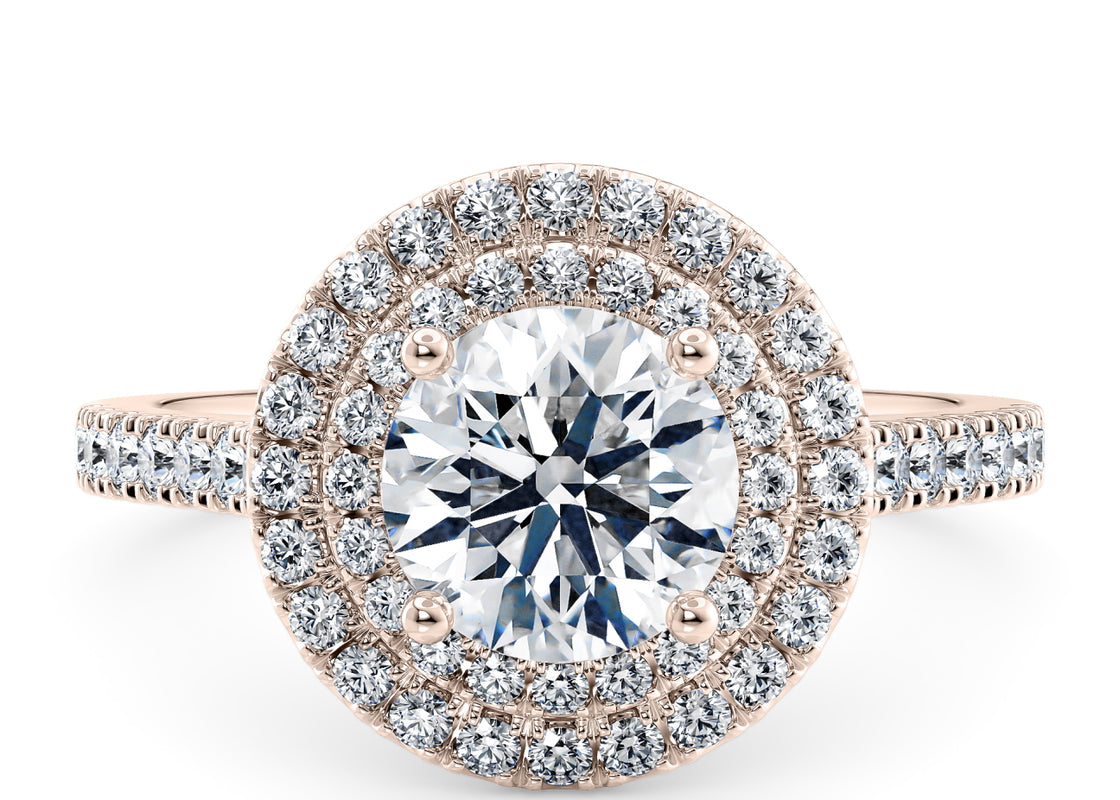 Empress Halo Rose Gold 18k Round Engagement Ring