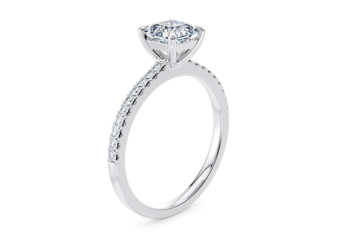 Aria Diamond Band Platinum Asscher Engagement Ring