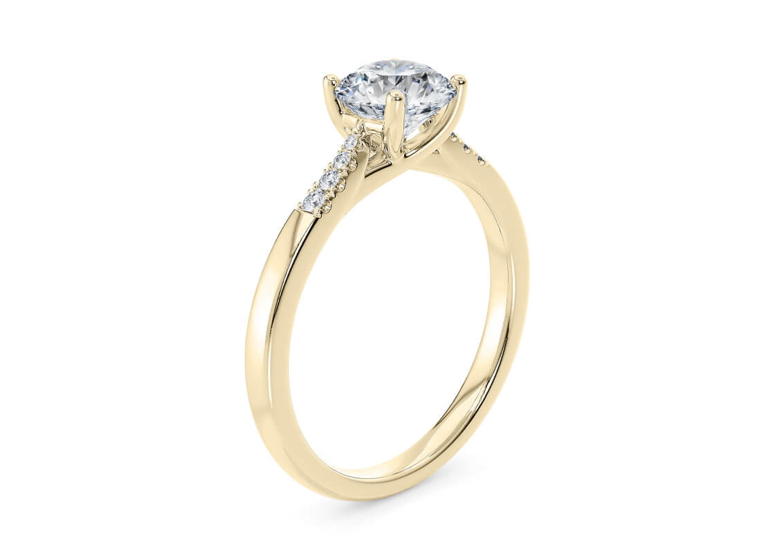 Thea Diamond Band Yellow Gold 18k Round Engagement Ring
