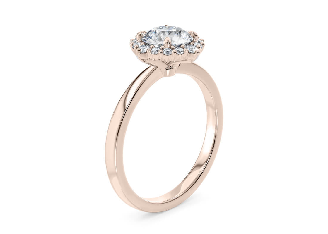 Esther Halo Rose Gold 18k Round Engagement Ring