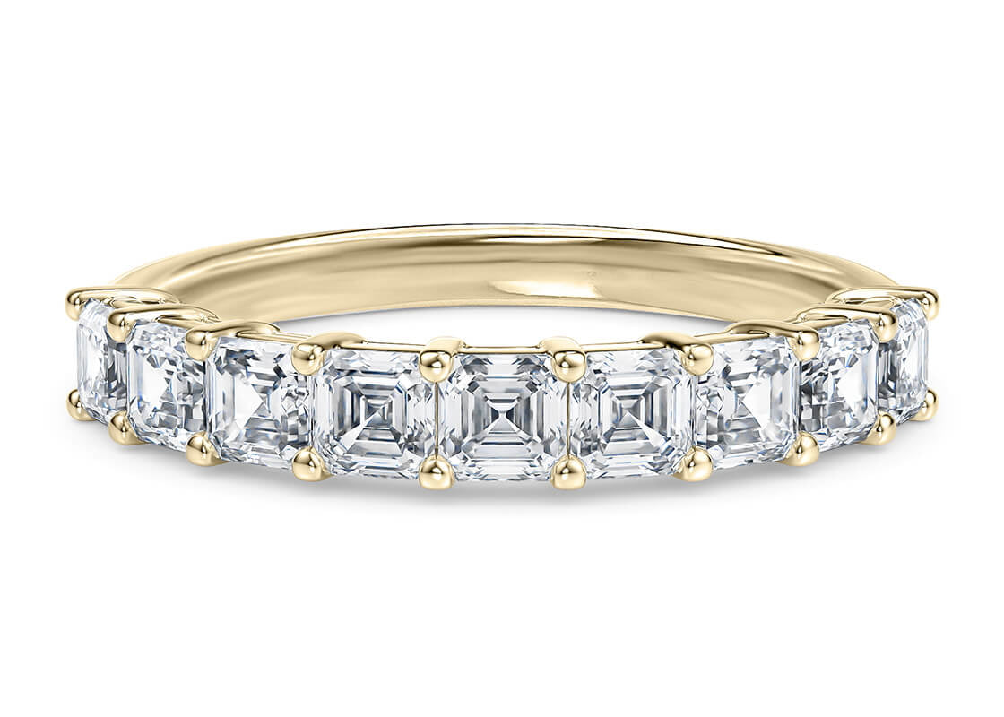 Regent Asscher Half Set Yellow Gold 18k Lab Grown Eternity Ring