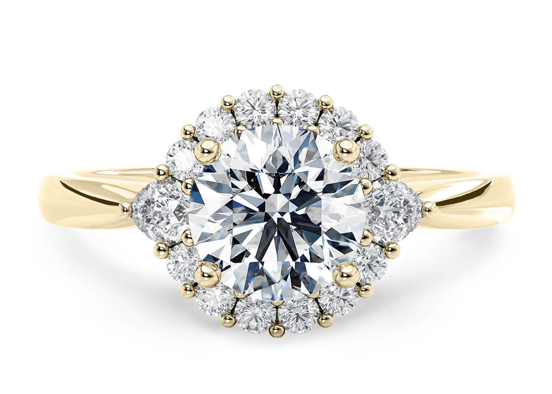Hampstead Halo Yellow Gold 18k Round Engagement Ring