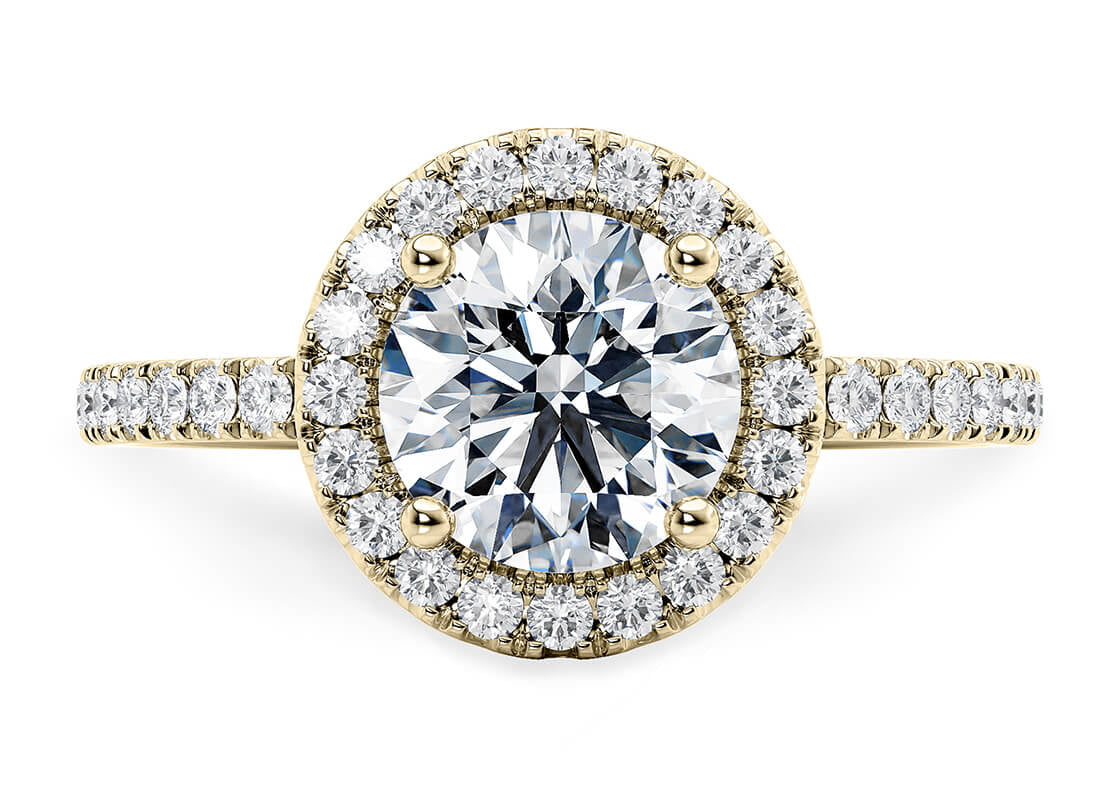 Isabella Halo Yellow Gold 18k Round Engagement Ring
