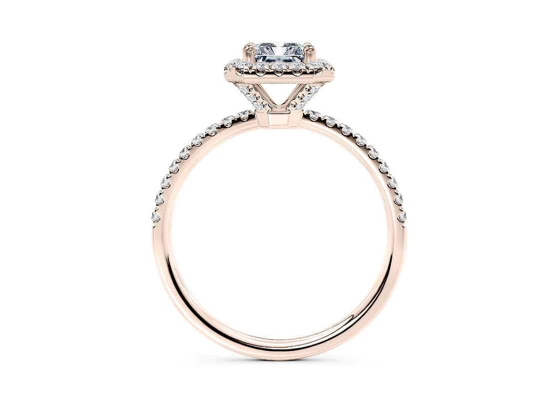 Isabella Halo Rose Gold 18k Radiant Engagement Ring