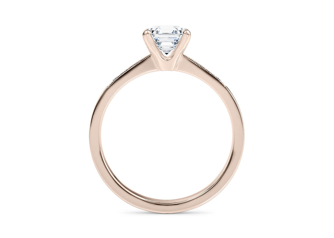 Delicacy Vintage Rose Gold 18k Asscher Engagement Ring