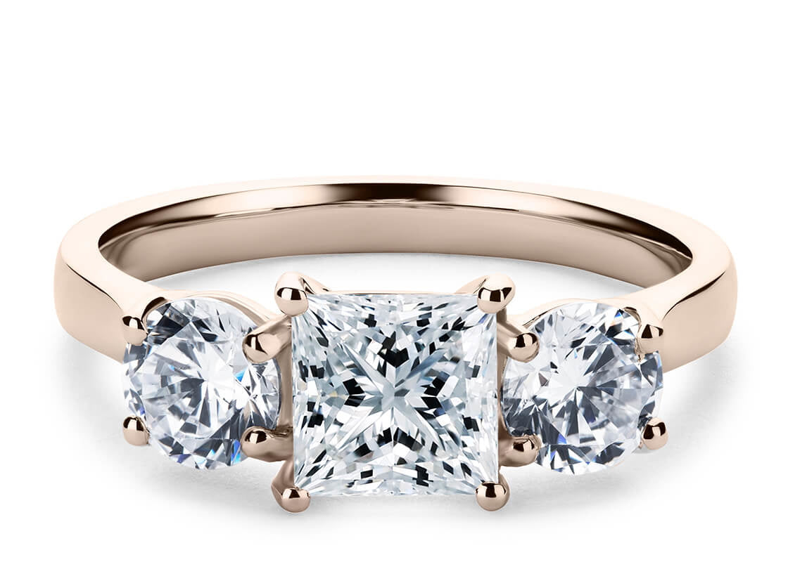 Roma Trilogy Rose Gold 18k Princess Engagement Ring