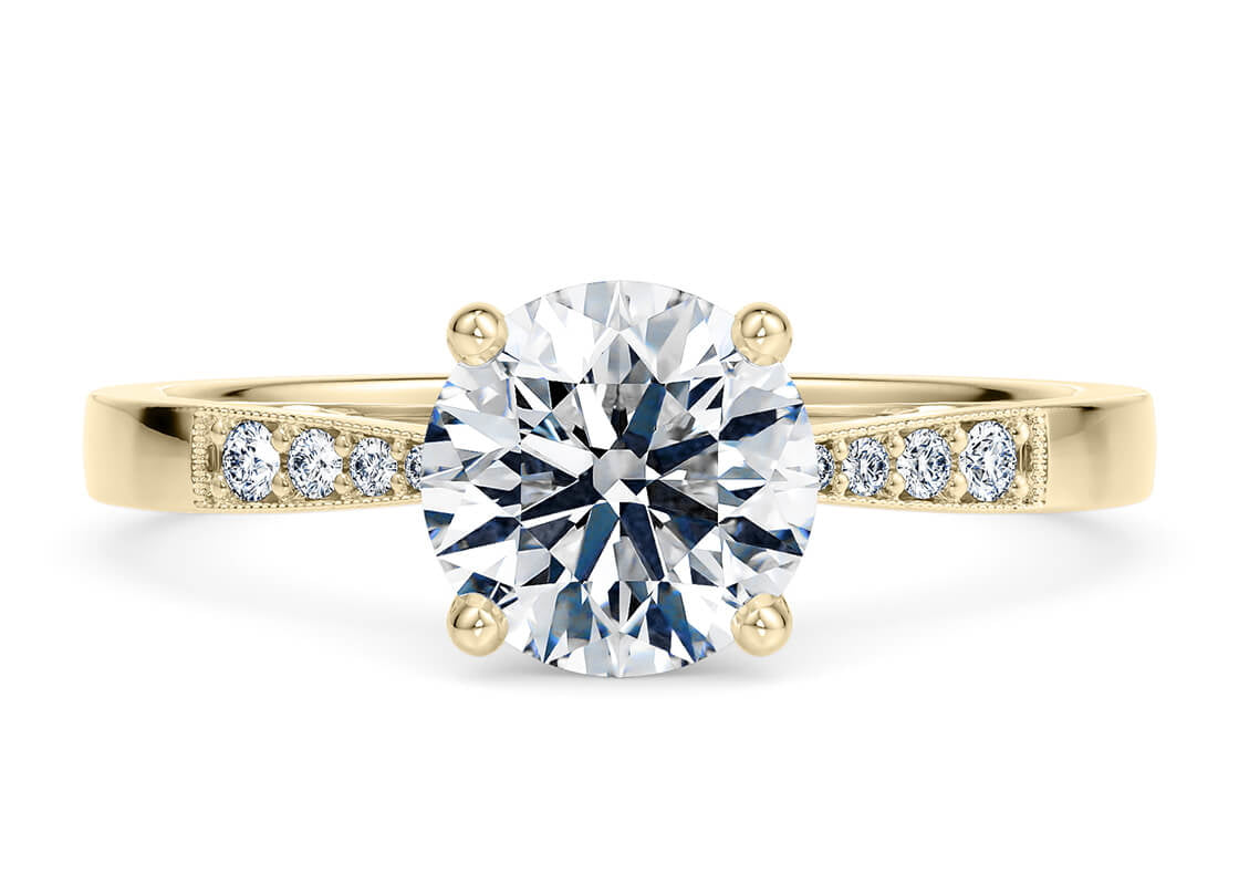 Delicacy Vintage Yellow Gold 18k Round Engagement Ring