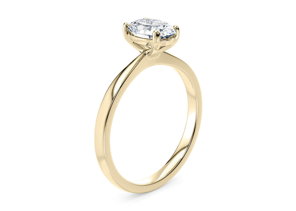 Delicacy Solitaire Yellow Gold 18k Oval Engagement Ring