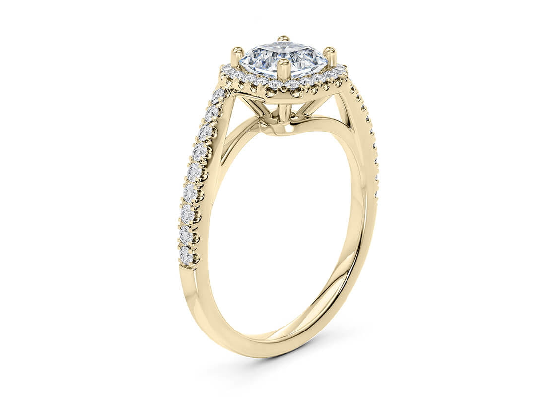 Kew Halo Yellow Gold 18k Asscher Engagement Ring