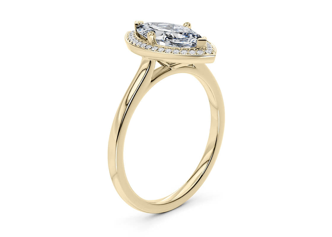 Minerva Halo Yellow Gold 18k Marquise Engagement Ring
