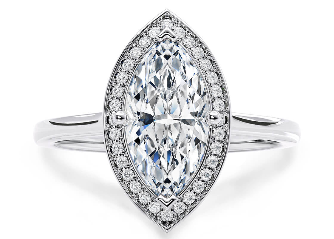 Minerva Halo Platinum Marquise Engagement Ring