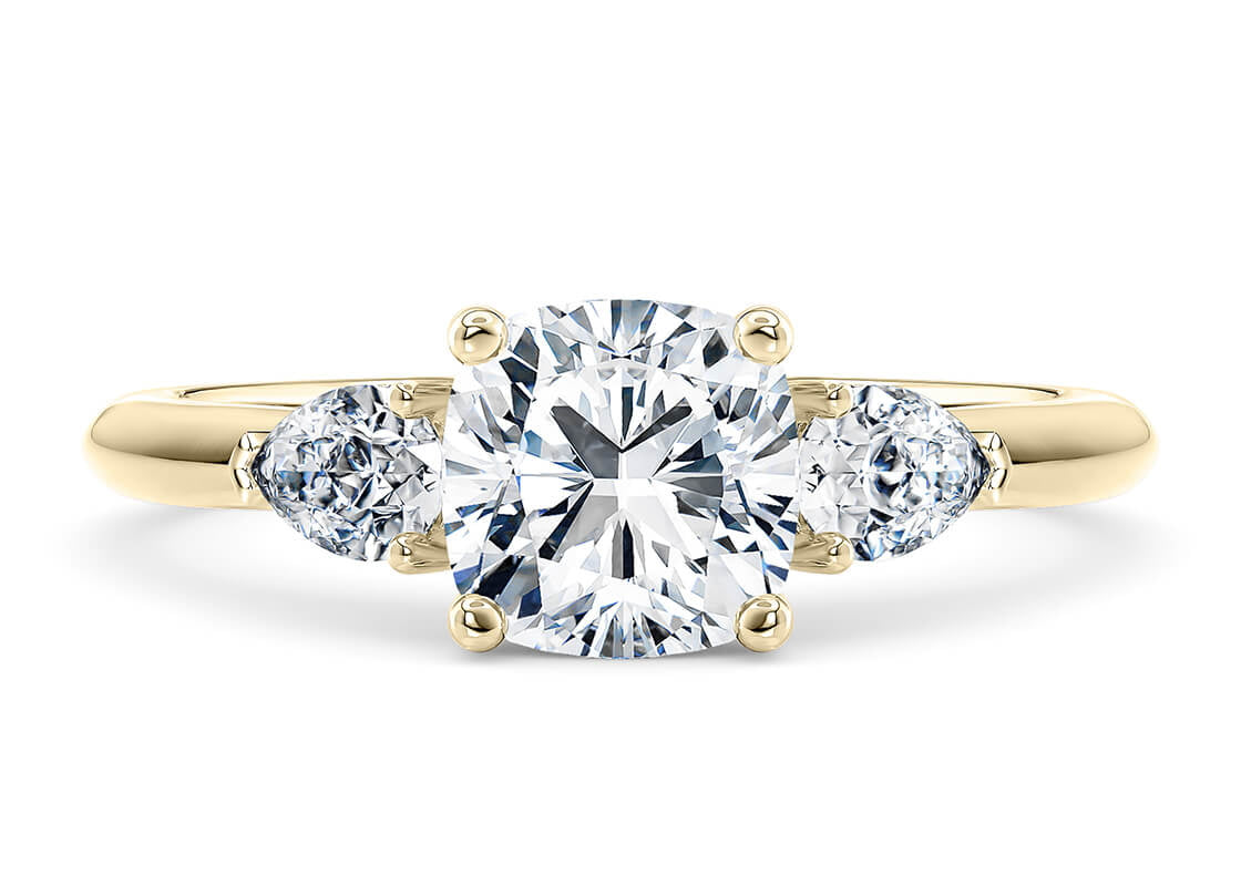 Florence Trilogy Yellow Gold 18k Cushion Engagement Ring