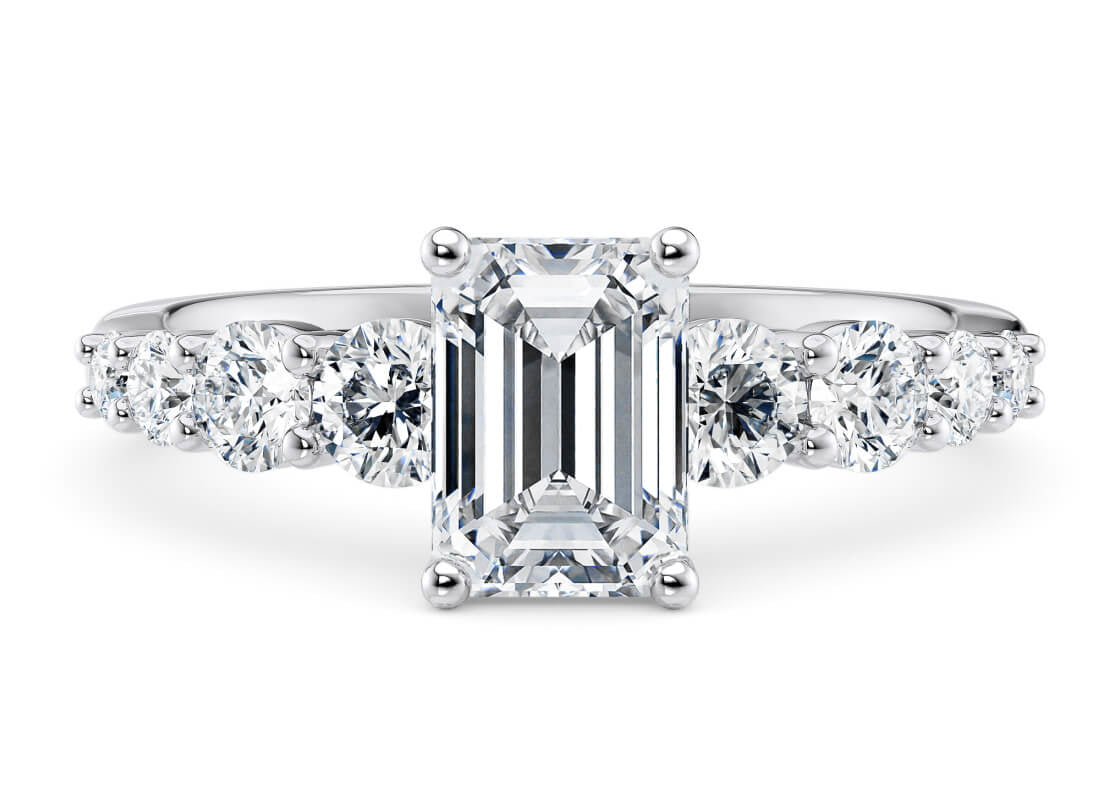 Lyra Diamond Band Platinum Emerald Engagement Ring