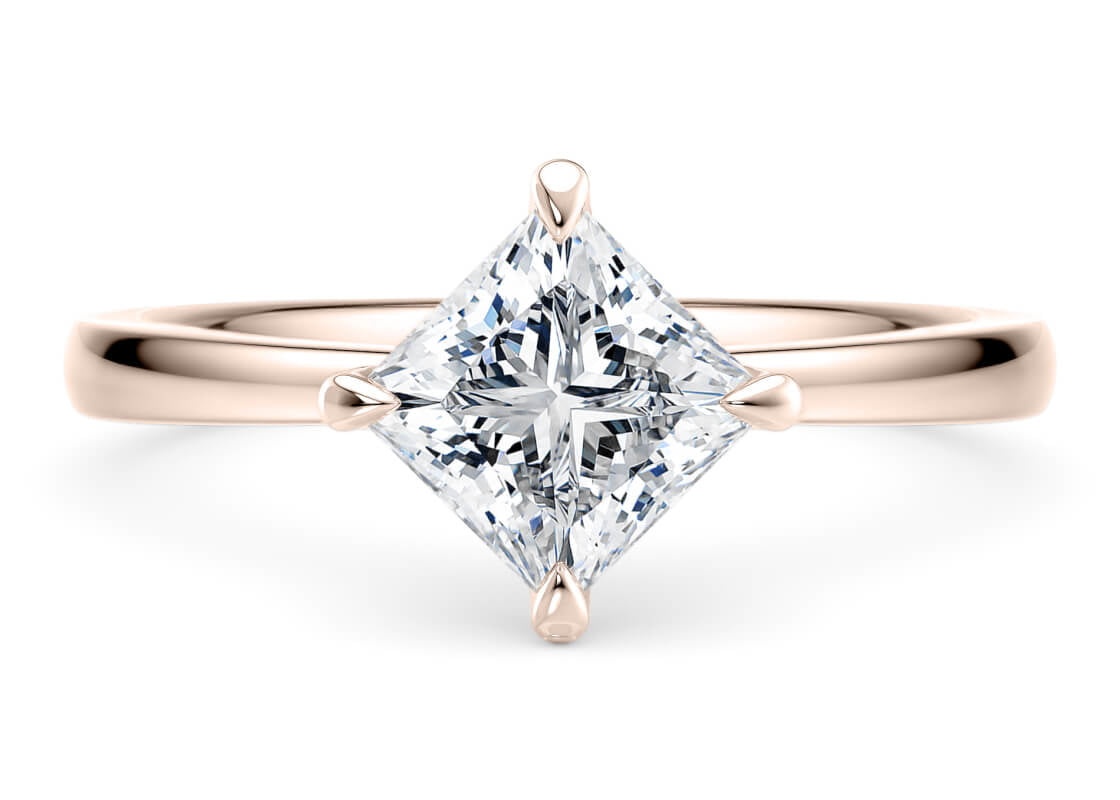 Starlight Compass Solitaire Rose Gold 18k Princess Engagement Ring