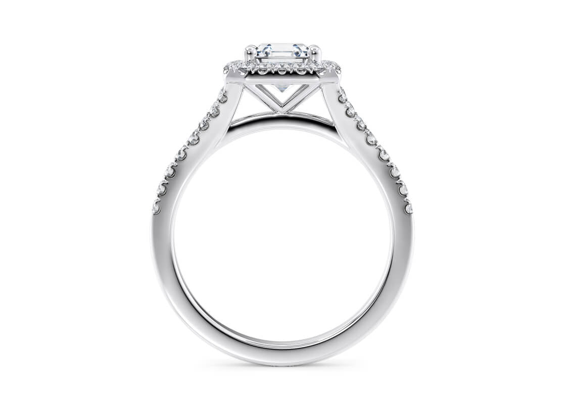 Battersea Halo Platinum Asscher Engagement Ring