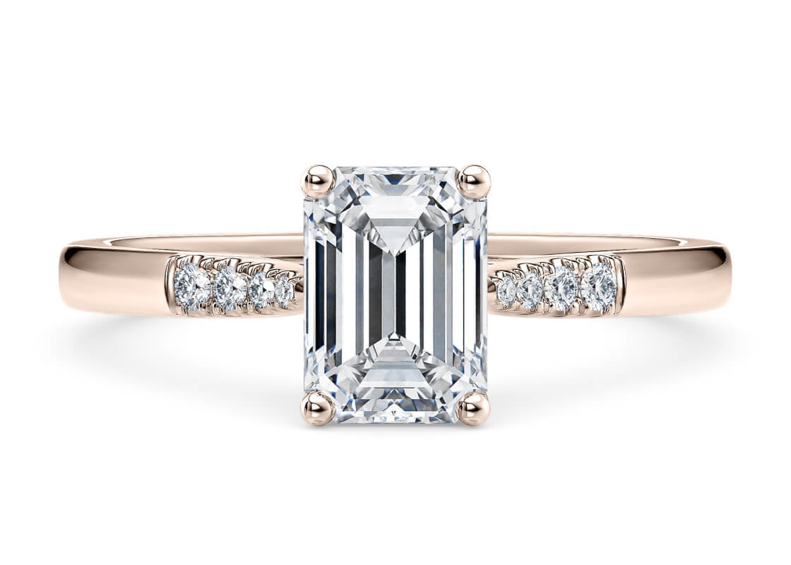 Thea Diamond Band Rose Gold 18k Emerald Engagement Ring