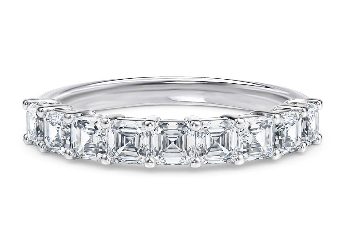 Regent Asscher Half Set White Gold 18k Natural Eternity Ring