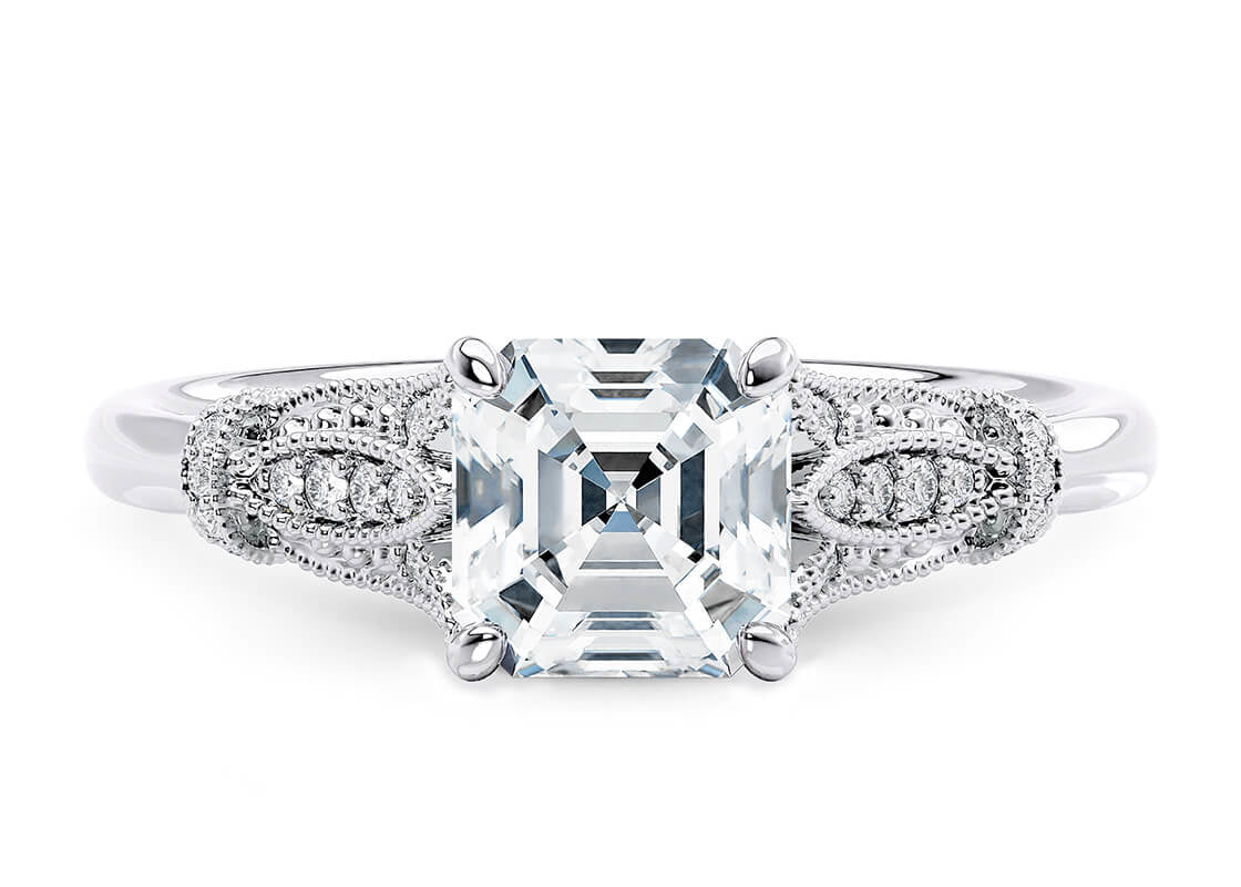 Jasmine Vintage Platinum Asscher Engagement Ring