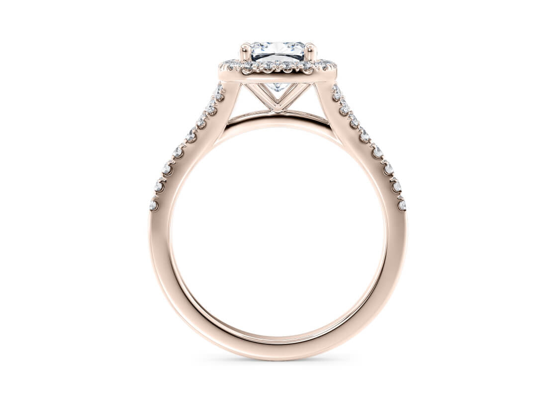 Battersea Halo Rose Gold 18k Cushion Engagement Ring