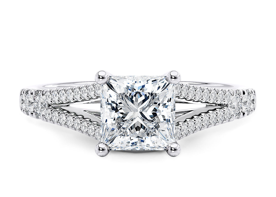 Oxford Diamond Band Platinum Princess Engagement Ring