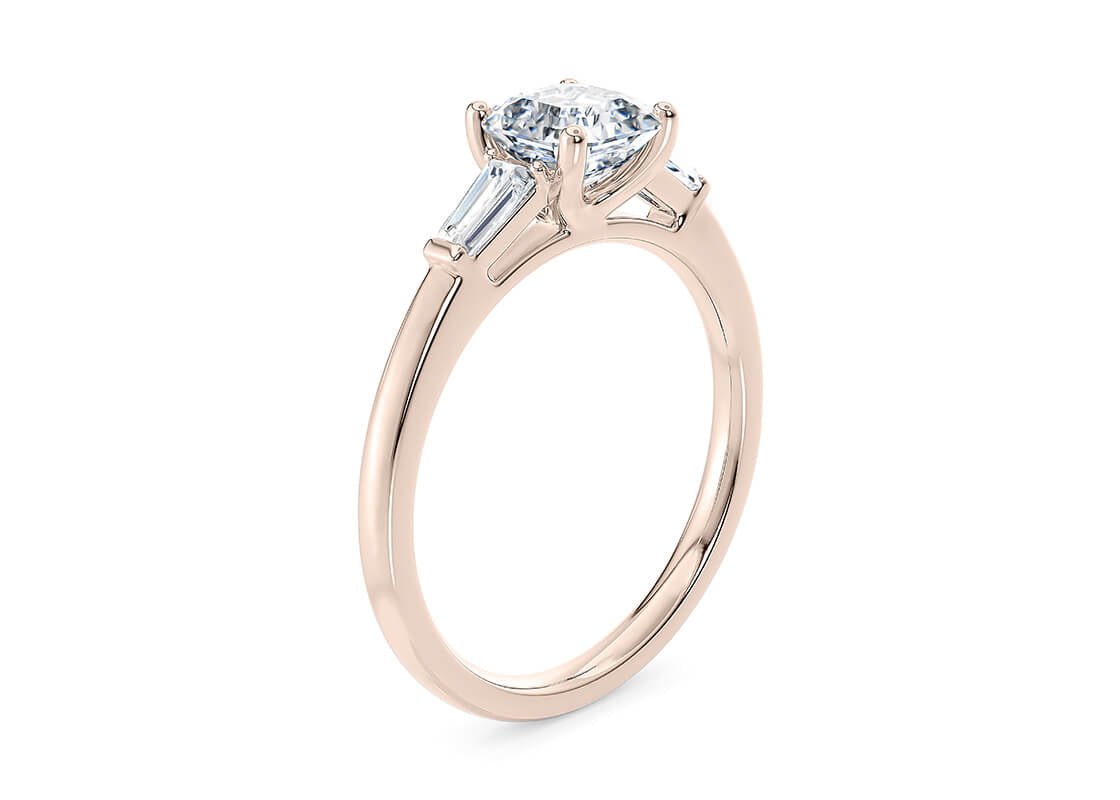 Alexandria Trilogy Rose Gold 18k Asscher Engagement Ring