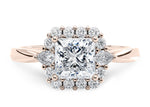 Hampstead Halo Rose Gold 18k Princess Engagement Ring