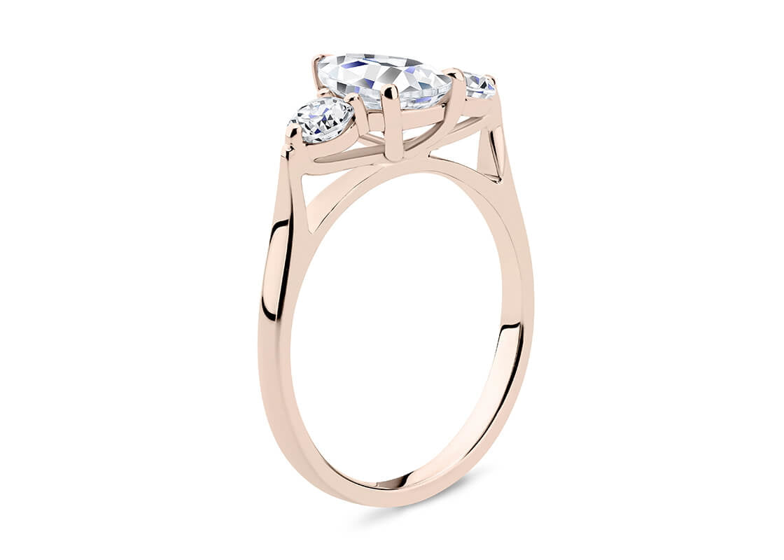 Roma Trilogy Rose Gold 18k Pear Engagement Ring