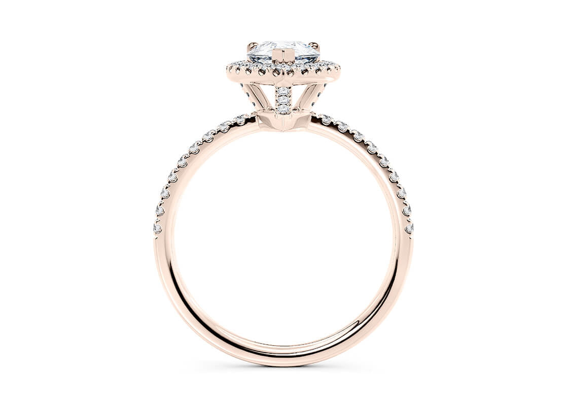 Isabella Halo Rose Gold 18k Pear Engagement Ring