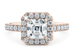 Medici Halo Rose Gold 18k Asscher Engagement Ring