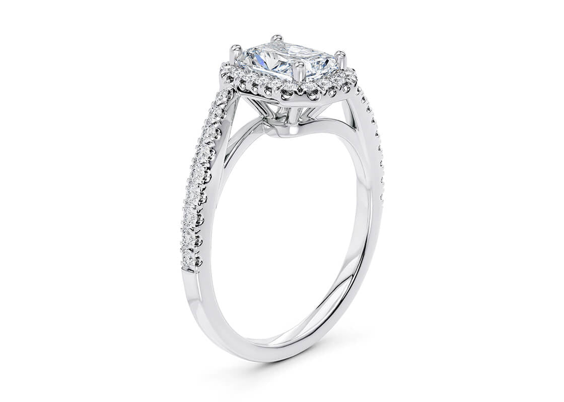 Kew Halo Platinum Radiant Engagement Ring