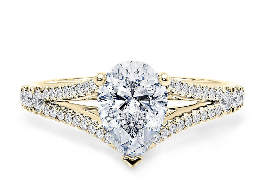 Oxford Diamond Band Yellow Gold 18k Pear Engagement Ring