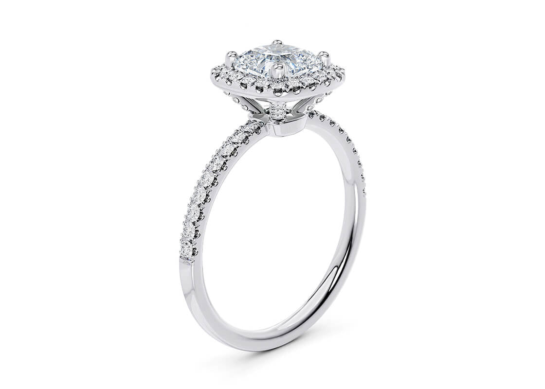 Isabella Halo Platinum Cushion Engagement Ring