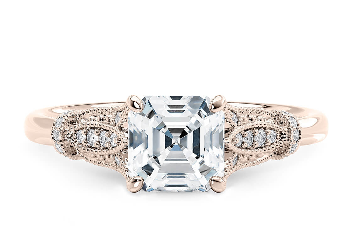 Jasmine Vintage Rose Gold 18k Asscher Engagement Ring