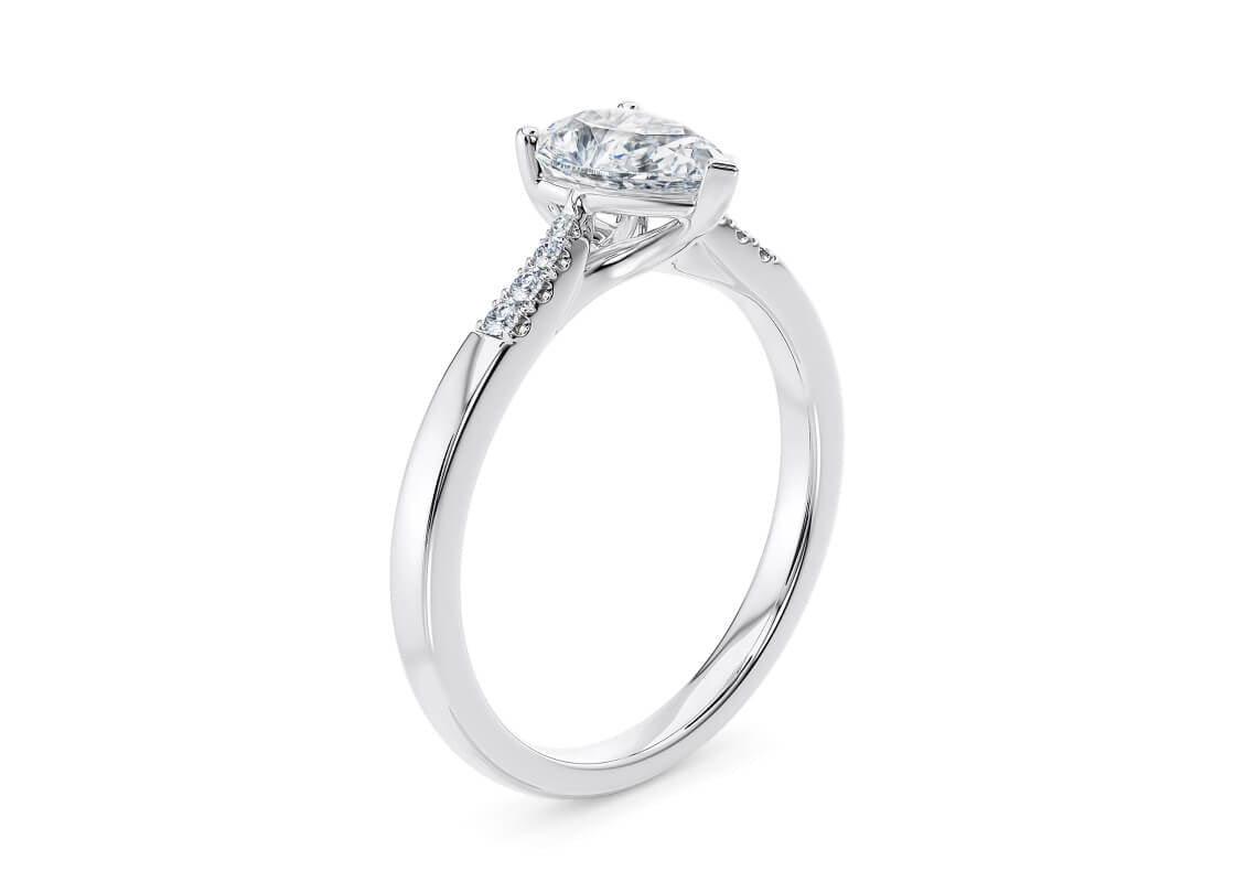 Thea Diamond Band Platinum Pear Engagement Ring