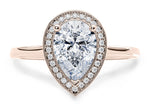 Minerva Halo Rose Gold 18k Pear Engagement Ring
