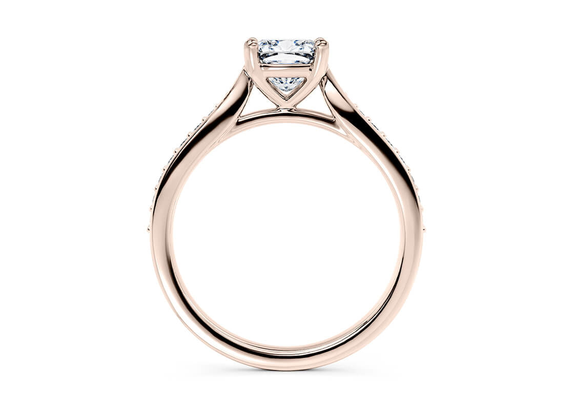 Victoria Diamond Band Rose Gold 18k Cushion Engagement Ring